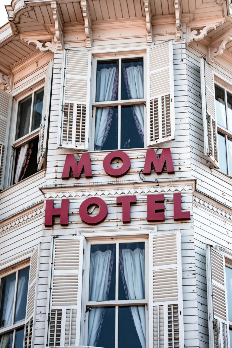 Victorian-style hotel exterior in İstanbul, Türkiye with distinctive signage and architectural details.